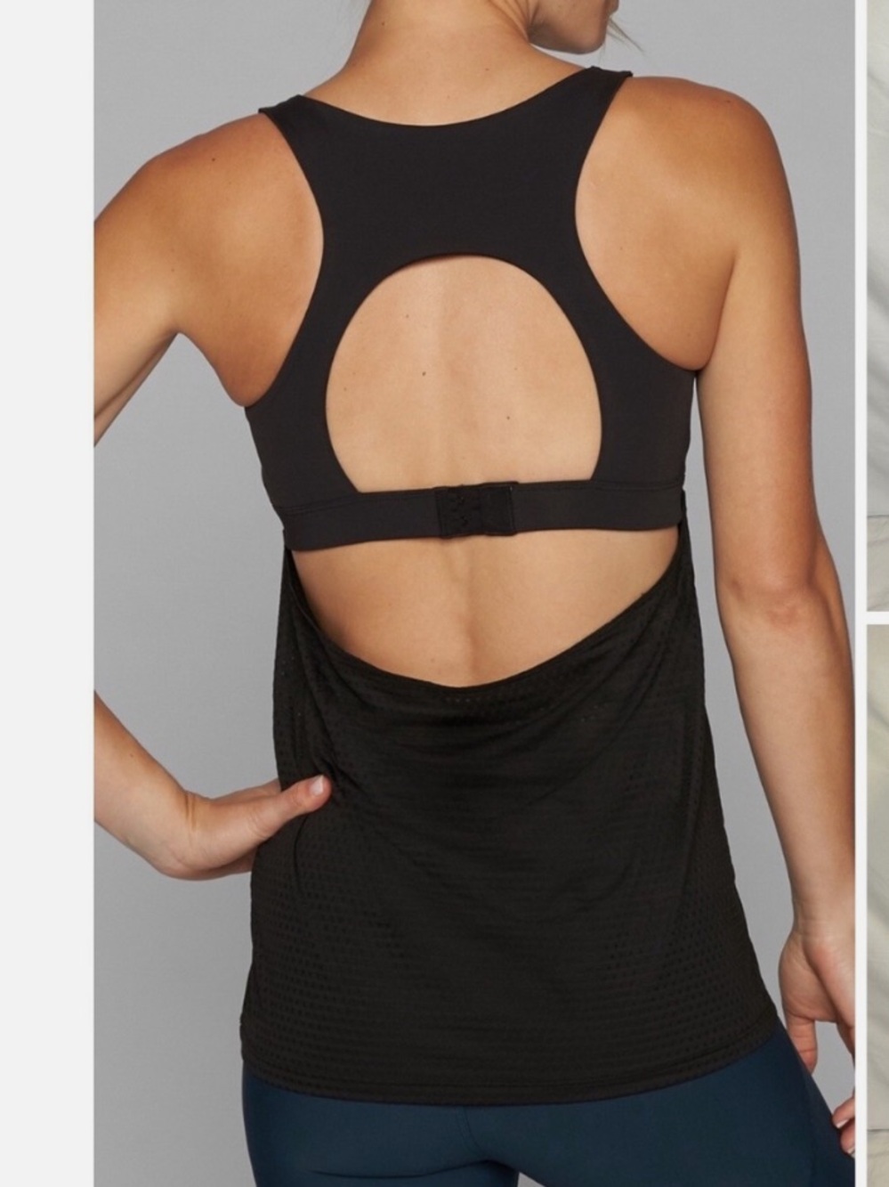 Athleta Black Racerback Open-Back Tank Top